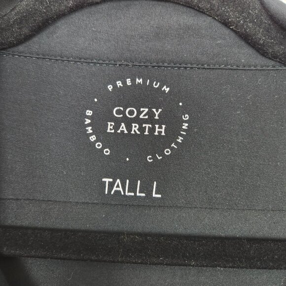 Cozy Earth Women's Black W White Trim Large Tall Bamboo Long Sleeve Pajama Set - Picture 3 of 9